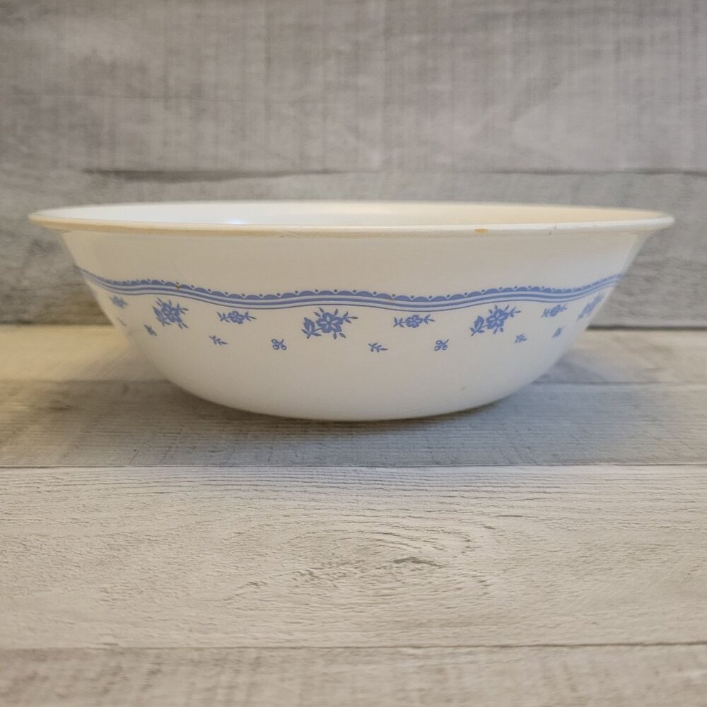 Corelle Winter Frost White Serving Bowl With Blue Floral Design